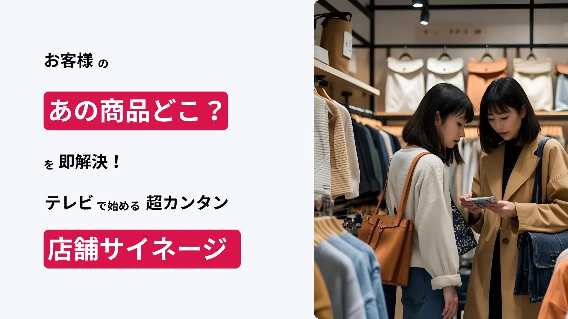 お客様の「あの商品どこ？」を即解決！テレビで始める超カンタン「店舗サイネージ」